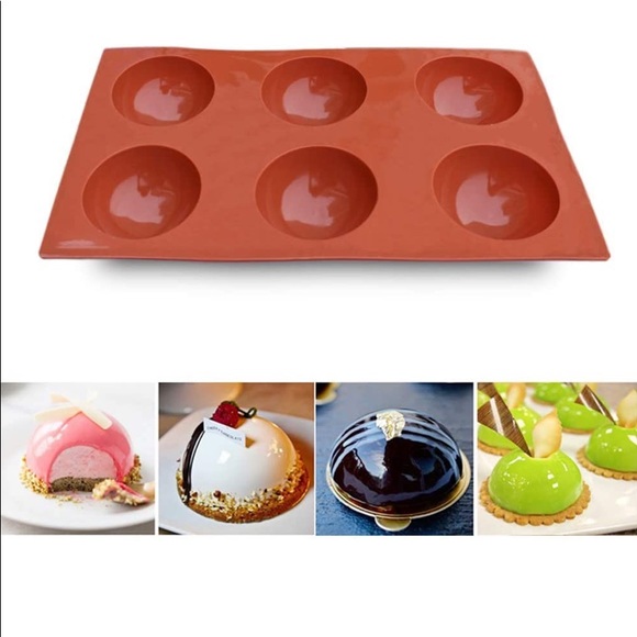 HomEdge 6-cavity Large Semi Sphere Mold 3 Packs Brown - Picture 9 of 10